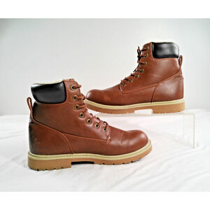 Lugz Men’s Brown Faux Fur Lined Work Boots Size 10 Winter Casual Lace-Up Shoes